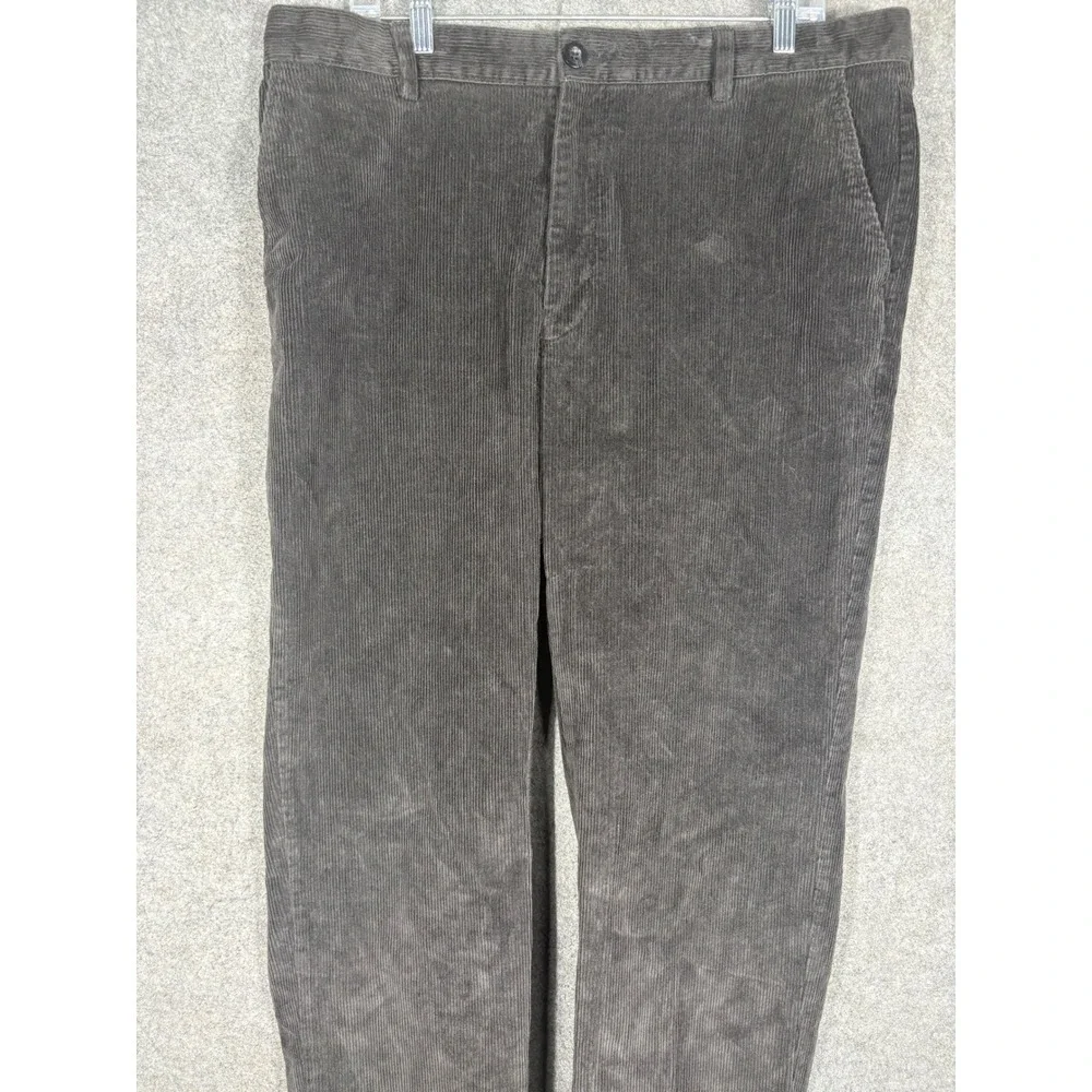 LL Bean Mens Classic Fit Corduroy Pants Charcoal Gray Stretch 38x32 ID502835